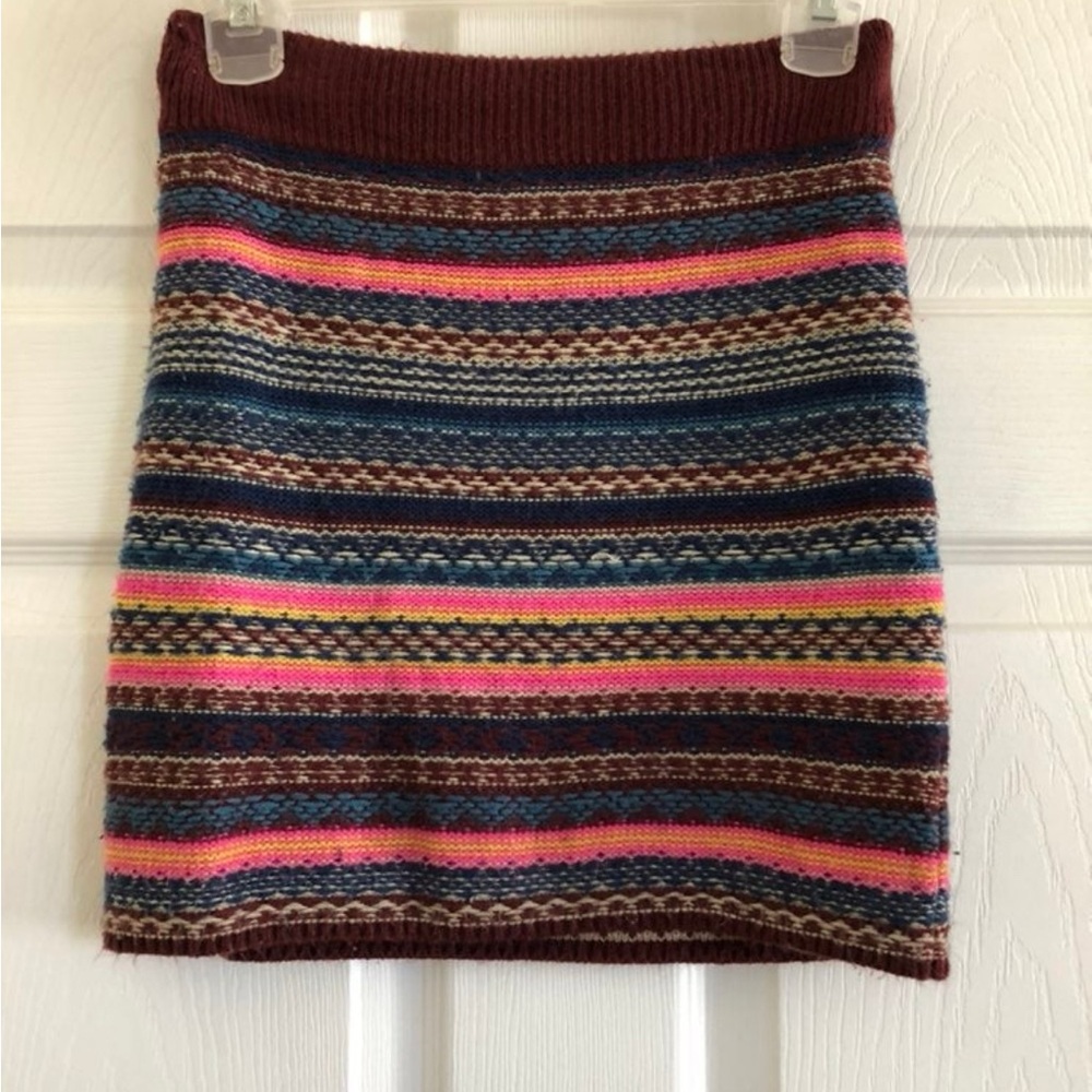 Y2K Mossimo Supply Co. Colorful Knit Mini Skirt - Cottagecore, Indie, Grunge